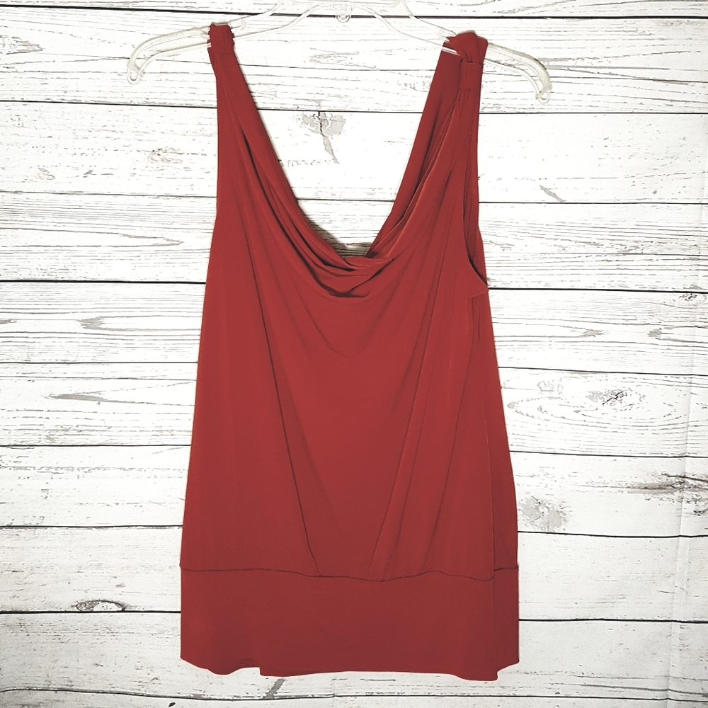 Women's Orange Cowl-Neck Sleeveless Shirt Sz XL